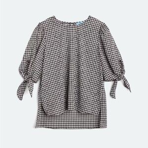 CeCe Black & White Gingham Blouse